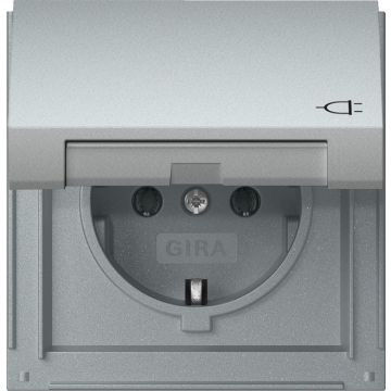 Gira stopcontact met randaarde en klapdeksel - TX_44 - aluminium IP44 (445465)