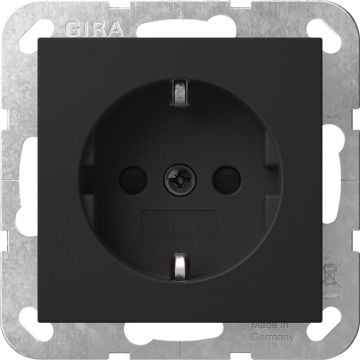 Gira stopcontact met randaarde en kinderbeveiliging - systeem 55 zwart mat (4755005)