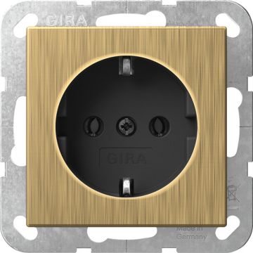 Gira stopcontact met randaarde zonder klemmen - systeem 55 brons-zwart (4466603)