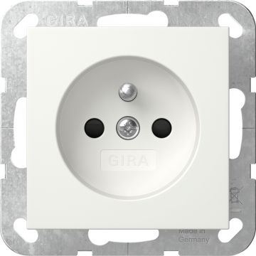 Gira stopcontact met aardingspen - Systeem 55 zuiver wit mat (448527)