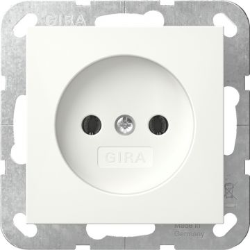 Gira stopcontact zonder randaarde 2-polig 1-voudig - systeem 55 zuiver wit mat (448027)