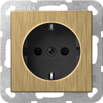 Gira stopcontact met randaarde en shutter - systeem 55 brons-zwart (4453603)