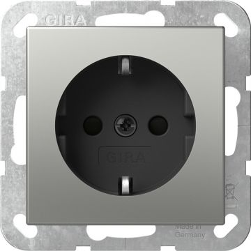 Gira stopcontact met randaarde - systeem 55 edelstaal (4188600)