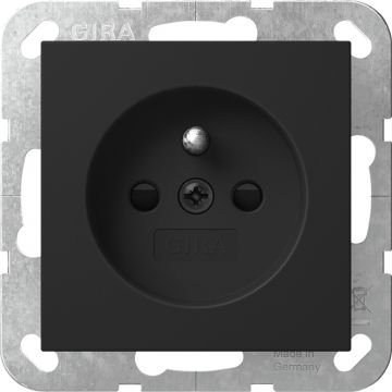 Gira stopcontact met aardpen en shutter - systeem 55 zwart mat (4485005)