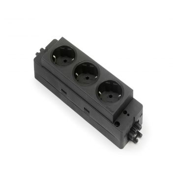 Bachmann contactblok Type910 3x stopcontact, GST in- & uitgang - zwart (79.55.002)