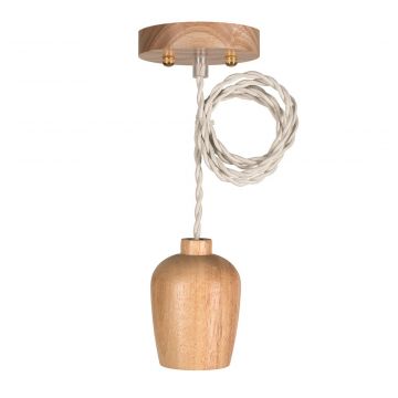 Bailey hanglamp hout E27 met 1,5 meter textielsnoer (139712)