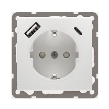 PEHA stopcontact met randaarde en kinderbeveiliging met USB A+C 3,4A - Standaard Nova en Dialog levend wit (D 6511.02 SI USB CA)