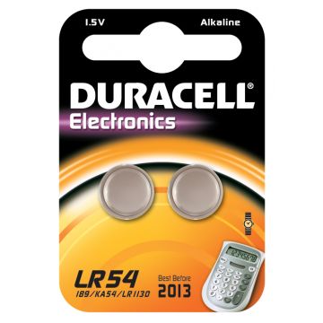 Duracell knoopcel batterijen alkaline LR54 1,5V verpakking 2 stuks (D052550)