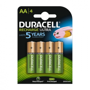 Duracell oplaadbare batterijen Ultra AA 1,2V - verpakking 4 stuks (D057043)