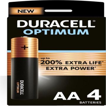 Duracell Optimum alkaline batterijen AA 1,5V - verpakking 4 stuks (D137486)