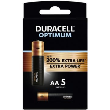 Duracell Optimum alkaline batterijen AA 1,5V - verpakking 5 stuks (D137769)