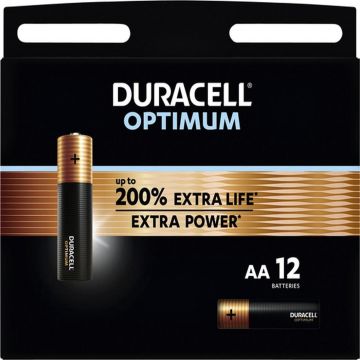 Duracell Optimum alkaline batterijen AA 1,5V - verpakking 12 stuks (D137905)