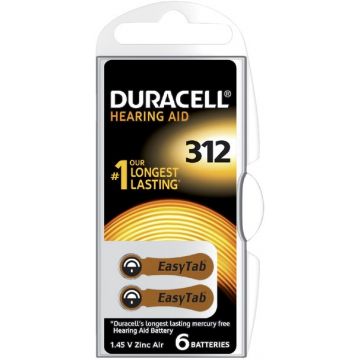 Duracell gehoorapparaat batterijen 312 - verpakking 6 stuks (D96077573)