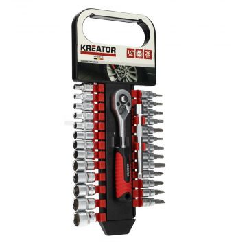 Kreator dopsleutelset 1/4" met houder 28-delig (KRT500115)