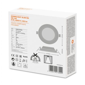 LEDVANCE LED downlighter 6W 430lm 4000K Ø118mm - zaagmaat Ø105mm IP20 (4058075078994)