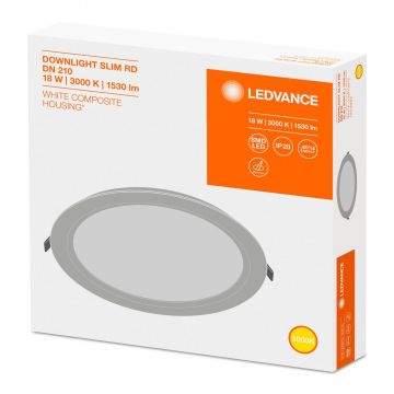 LEDVANCE LED downlighter 18W 1.530lm 3000K Ø225mm - zaagmaat Ø210mm IP20 (4058075079090)