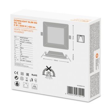 LEDVANCE LED downlighter 6W 420lm 3000K Ø118mm - zaagmaat Ø105mm IP20 (4058075079212)