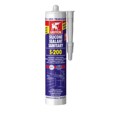 GRIFFON Silicone Sanitaire S-200 zuurvrije sanitairkit (o.a. acryl en tegels) - koker 300ml - transparant/grijs (6315515)