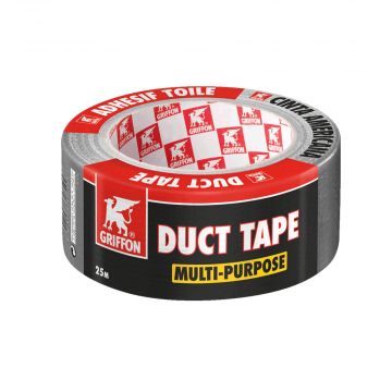 GRIFFON Duct Tape universele vezelversterkte tape 48mm - rol 25 meter - grijs (6310239)