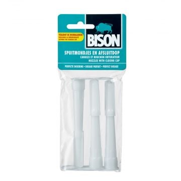 BISON kitkoker spuitmondjes met afsluitdop - set van 3 stuks (6301953)