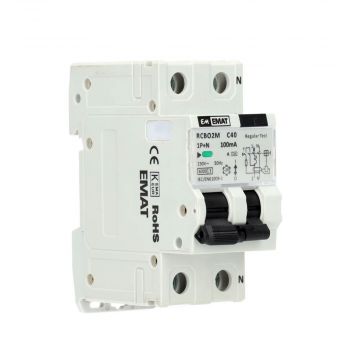 EMAT aardlekautomaat 1-polig+nul 40A C-kar 100mA  2 modules (85006055)