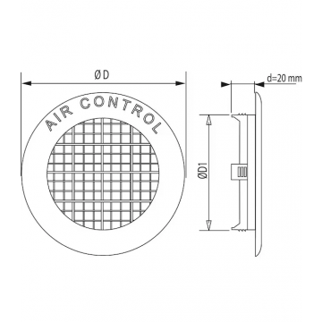 AIR CONTROL ventilatierozet inbouw 70mm kunststof 32cm2 - wit (20201090)