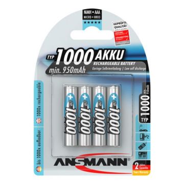 Ansmann oplaadbare batterij NiMH AAA 1.2V 1.000mAh - verpakking per 4 stuks (5030882)