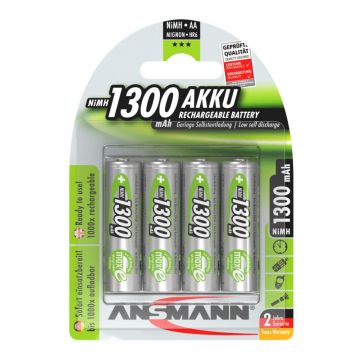 Ansmann oplaadbare batterij NiMH AA 1.2V 1.300mAh - verpakking per 4 stuks (5030792)