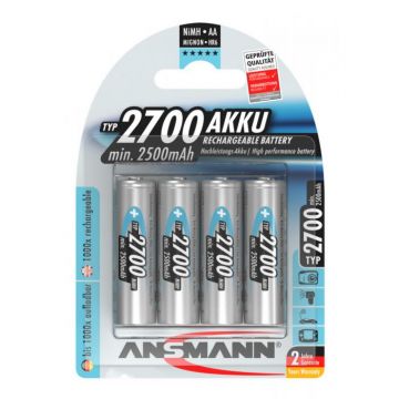 Ansmann oplaadbare batterij NiMH AA 1.2V 2.700mAh - verpakking per 4 stuks (5030842)