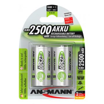 Ansmann oplaadbare batterij NiMH baby C 2.500mAh - verpakking per 2 stuks (5030912)