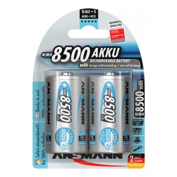 Ansmann oplaadbare batterij NiMH mono D 8.500mAh - verpakking per 2 stuks (5035362)