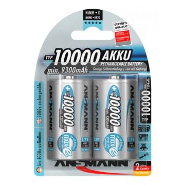 Ansmann oplaadbare batterij NiMH mono D 10.000mAh - verpakking per 2 stuks (5030642)