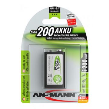 Ansmann oplaadbare batterij NiMH 9V 200mAh - verpakking per 1 stuk (5035342)