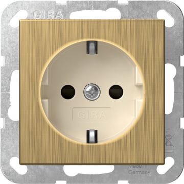 Gira Gira wandcontactdoos met randaarde en shutter - systeem 55 brons-creme wit (4453613)