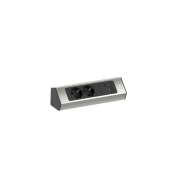 Bachmann Casia 2 hoekstopcontact 2-voudig + USB A/C RVS look (932.002)