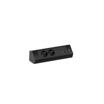 Bachmann Casia 2 hoekstopcontact 2-voudig + USB A/C zwart (932.102)