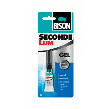 BISON secondelijm gel drupvrije en kort corrigeerbare secondelijm - tube 3 gram - transparant (1490288)