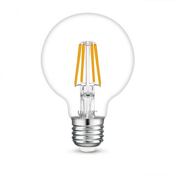 Yphix LEDlamp filament helder bol E27 8W 806lm warm wit 2700K dimbaar - ⌀80mm (50510422)