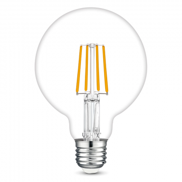 Yphix LEDlamp filament helder bol E27 8W 806lm warm wit 2700K dimbaar - ⌀95mm (50510430)