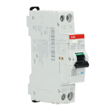 ABB aardlekautomaat 1-polig+nul 10A 30mA C-kar - spanningsonafhankelijk (DS301C C10 A30)