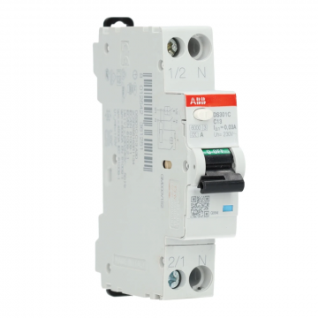 ABB aardlekautomaat 1-polig+nul 13A 30mA C-kar - spanningsonafhankelijk (DS301C C13 A30)