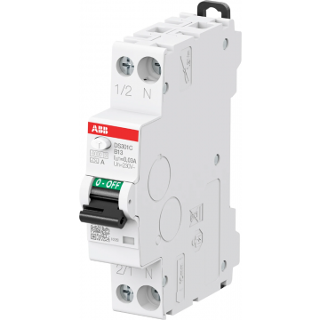 ABB aardlekautomaat 1-polig+nul 16A 30mA C-kar - spanningsonafhankelijk (DS301C C16 A30)