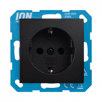 ION industries stopcontact met randaarde - E1 mat zwart (10.302.016)