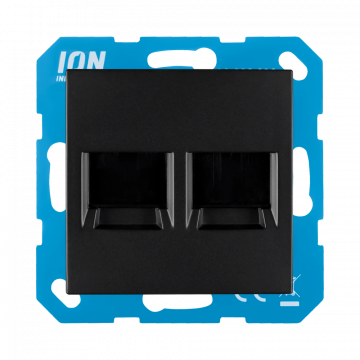 ION industries utp aansluitdoos 2-voudig met centraalplaat - E1 mat zwart (13.302.016)