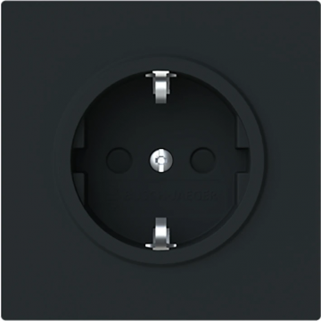 ABB Busch-Jaeger stopcontact met randaarde met kinderbeveiliging - Art Linear zwart mat (2CKA002013A5492)