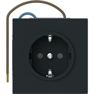 ABB Busch-Jaeger stopcontact met randaarde met kinderbeveiliging en oriëntatielicht - Art Linear zwart mat (2CKA002013A5520)