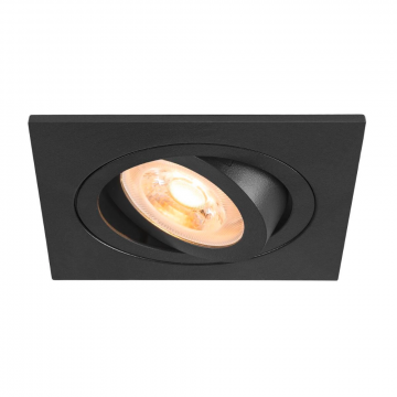 SLV inbouwspot vierkant kantelbaar zwart GU10 zaagmaat Ø75mm - diameter 90mm (1007378)