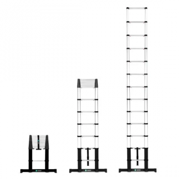 VONROC telescoopladder PRO met softclose en dwarsbalk 3,8m (werkhoogte 4,4m) (TL505XX)