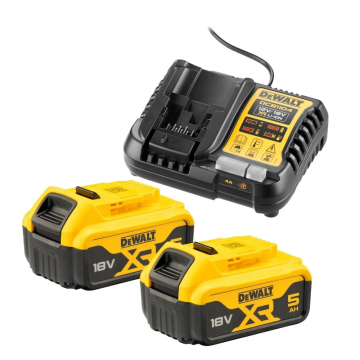 DeWALT starterset multilader en 2x5.0Ah accu 18V XR Li-ion (DCB1104P2-QW)