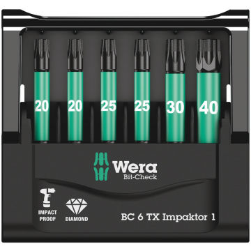 Wera bitset bit-check 6 TX impaktor 1 - 6‑delig (05057693001)